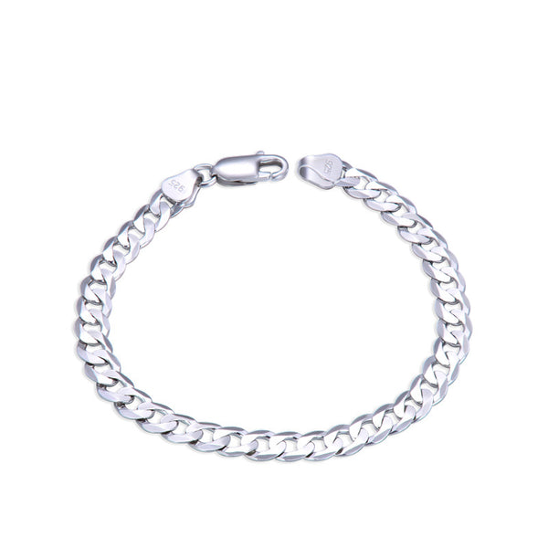 Pulseira hip-hop de prata esterlina s925, versátil e moderna, corrente Chopard, pulseira plana cubana