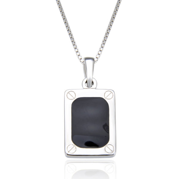 s925 sterling silver personalized fashion trend square pendant niche design necklace