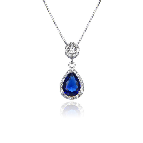 s925 sterling silver diamond retro temperament sapphire pendant fashionable and elegant high-end necklace
