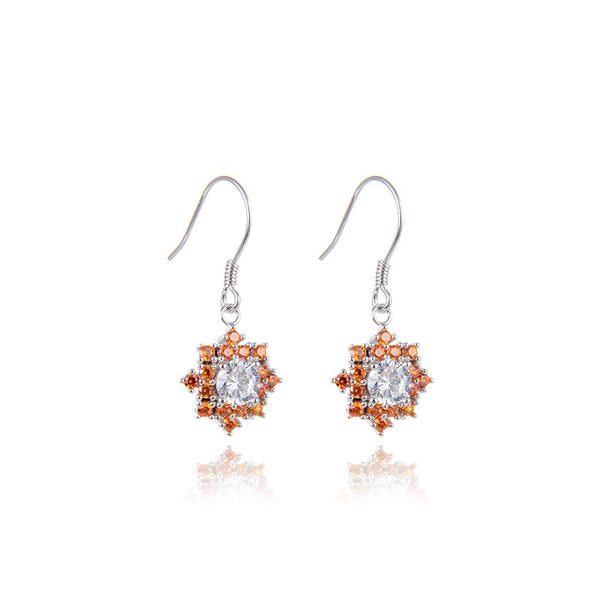 s925 sterling silver zircon earrings Fashionable and elegant high-grade geometric design earrings