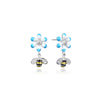 S925 prata esterlina pequena abelha diamante zircão brincos flor doce brincos elegantes energéticos brincalhões bonitos