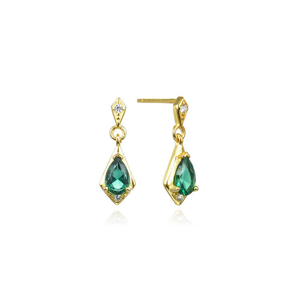 S925 prata esterlina diamante geométrico brincos retro moda elegante temperamento diamante brincos de ouro