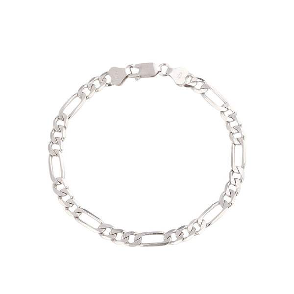 Pulseira Figaro de prata esterlina s925 5mm corrente mãe plana de carro 3 + 1 design personalizado estilo hip-hop joias de mão
