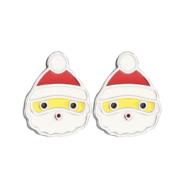 S925 pure silver Santa Claus design element earrings Fashion design high-end earrings