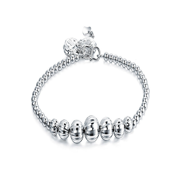 S925 sterling silver personalized round bead bracelet fashionable high-end temperament simple bracelet hand jewelry