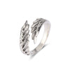 S925 prata esterlina asas de anjo elemento de design personalizado criativo moda anel ajustável aberto