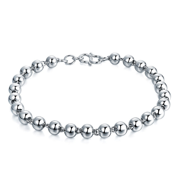Pulseira de contas de bola de prata esterlina S925 luz temperamento de luxo pulseira de moda simples